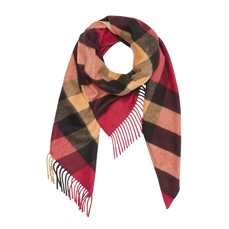 商品[国内直发] Burberry|Burberry 巴宝莉 女士红色格纹羊绒围巾 8007912-红色,价格¥3386,第1张图片