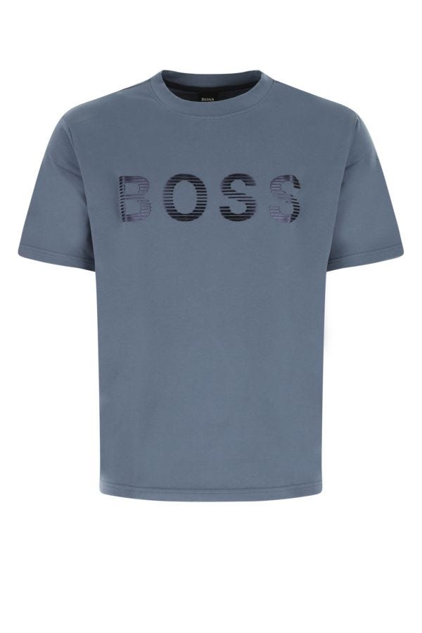HUGO BOSS 男士雾霾蓝棉质短袖T恤 50472217-438商品第1张图片规格展示