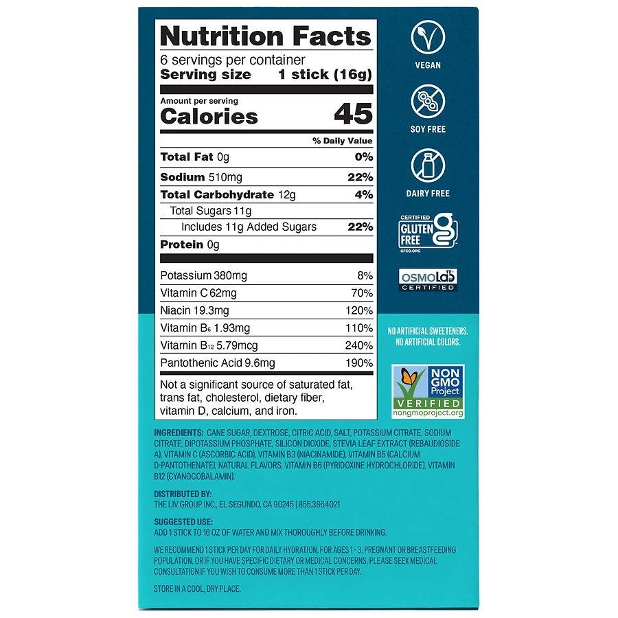 商品Liquid I.V.|Hydration Multiplier Electrolyte Drink Mix Pina Colada, 6ct,价格¥88,第4张图片详细描述