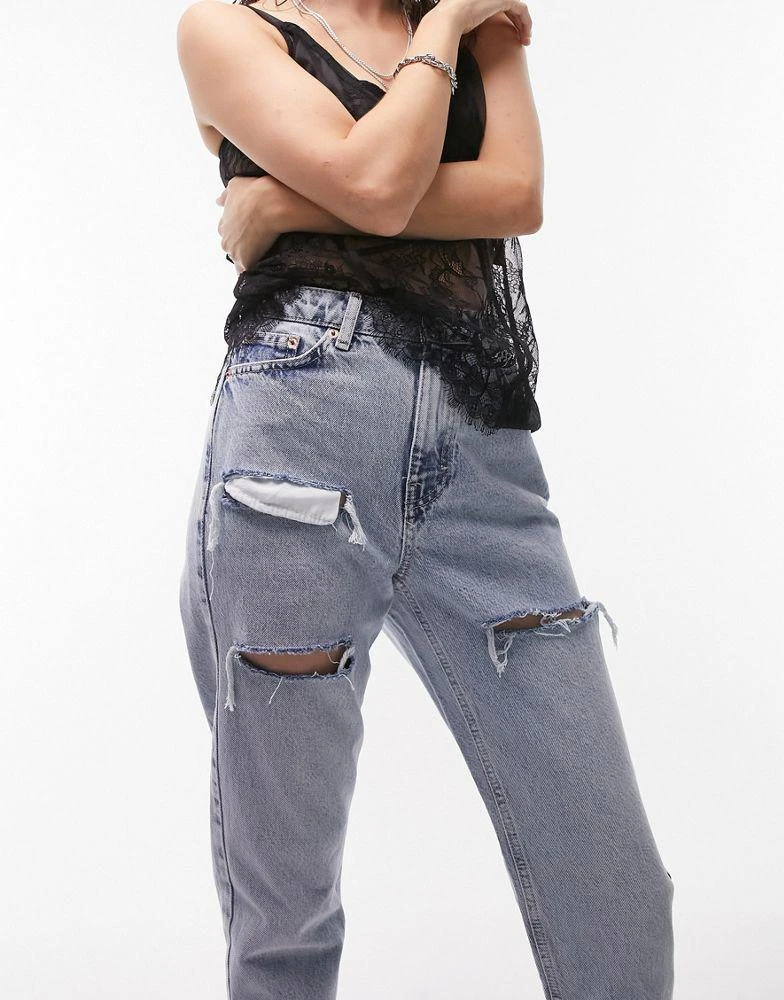 商品Topshop|Topshop sofia rip Mom jeans in bleach,价格¥202,第2张图片详细描述