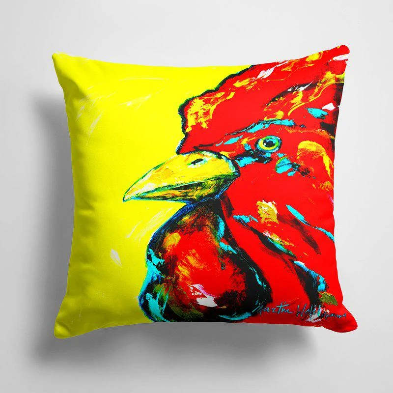 商品Caroline's Treasures|14 in x 14 in Outdoor Throw PillowRooster Big Head Fabric Decorative Pillow 15 X 15 IN,价格¥269,第1张图片