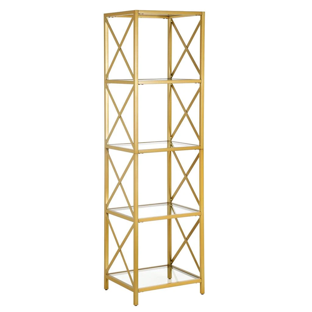 商品Homezia|66" Gold Metal And Glass Four Tier Etagere Bookcase,价格¥3100,第1张图片