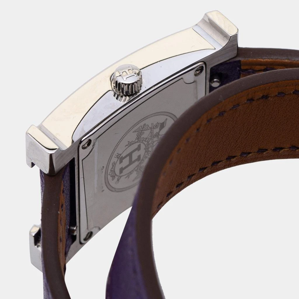 Hermes White Stainless Steel Leather Heure H HH1.210 Women's Wristwatch 21 mm 商品