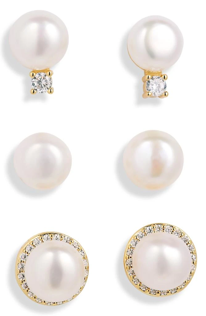 商品Nordstrom|3-Pack Assorted Faux Pearl & CZ Stud Earrings,价格¥88,第1张图片