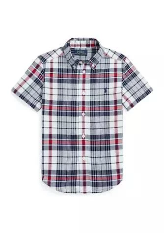 商品Ralph Lauren|Lauren Childrenswear Toddler Boys Cotton Madras Short Sleeve Shirt,价格¥135,第1张图片