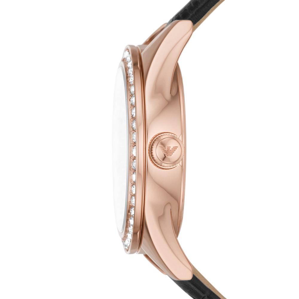 商品Emporio Armani|Women's Black Leather Strap Watch 36mm,价格¥1774,第4张图片详细描述
