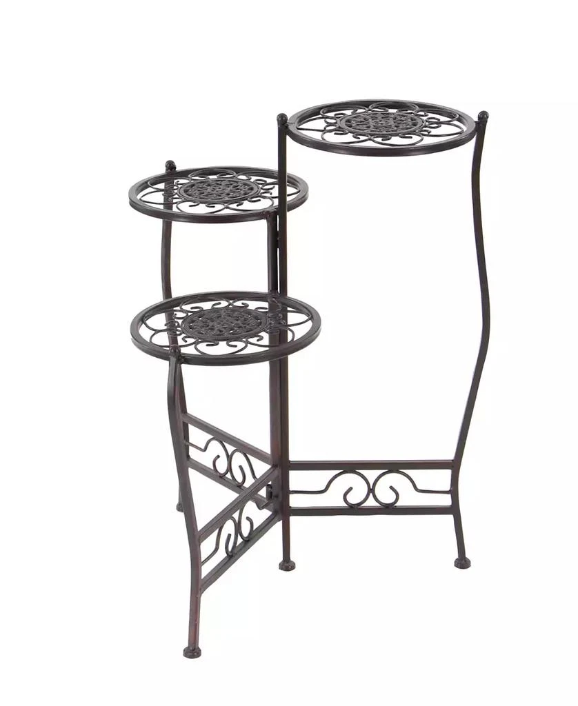 商品Rosemary Lane|Brown Metal Indoor Outdoor 3 Tier Floral Plant Stand,价格¥525,第3张图片详细描述