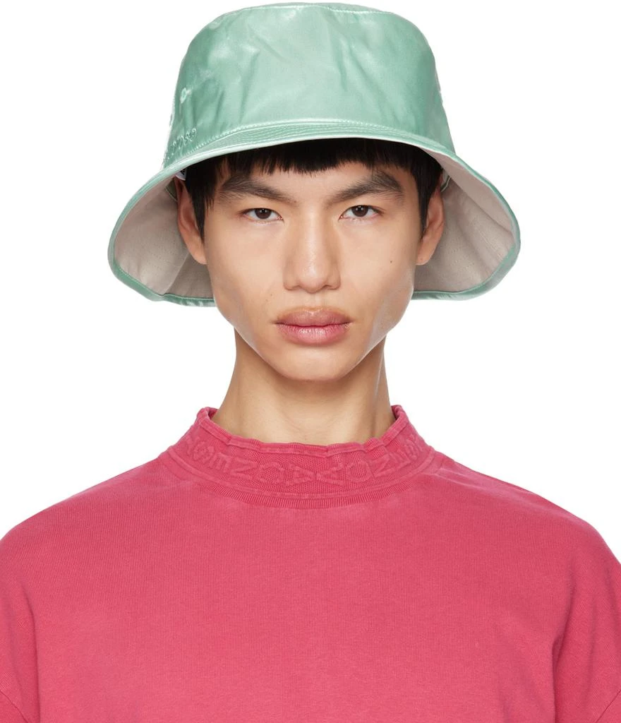 商品Acne Studios|Reversible Green & Gray Embroidered Bucket Hat,价格¥269,第1张图片