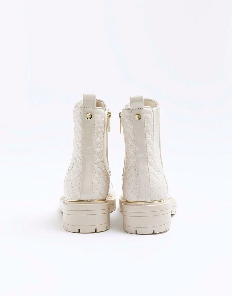 商品River Island|River Island Wide fit quilted chelsea boots in cream,价格¥438,第3张图片详细描述