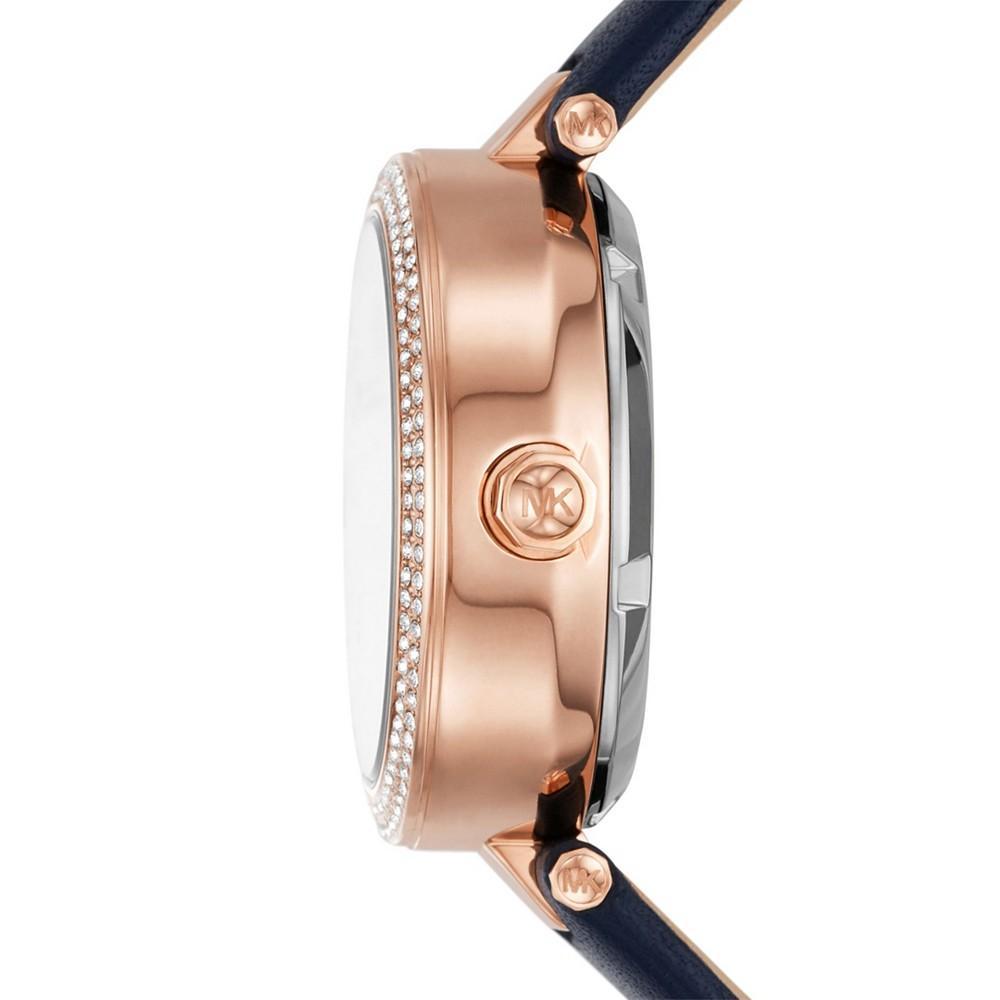商品Michael Kors|Women's Parker Navy Leather Strap Watch, 33mm,价格¥1965,第5张图片详细描述