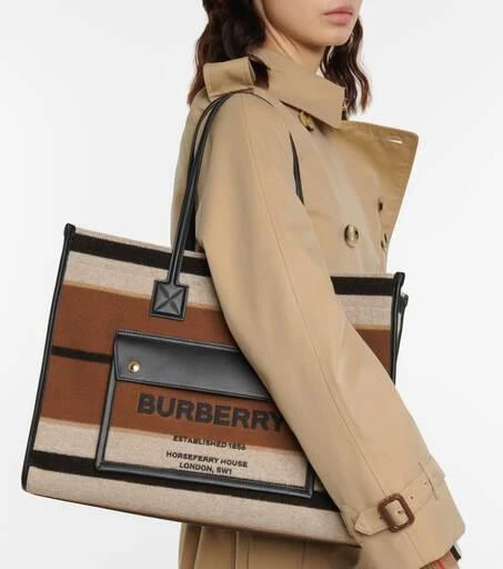 商品Burberry|Freya Medium striped wool felt tote,价格¥13678,第2张图片详细描述