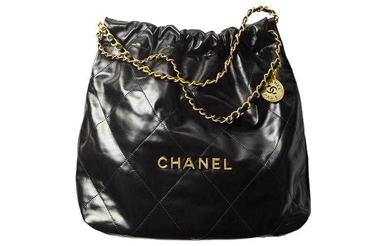 商品[国内直发] Chanel|香奈儿 22Bag 超大容量 牛皮 托特包Tote包购物袋单肩包 中号 女款 黑色金字 年度包王,价格¥52432,第1张图片