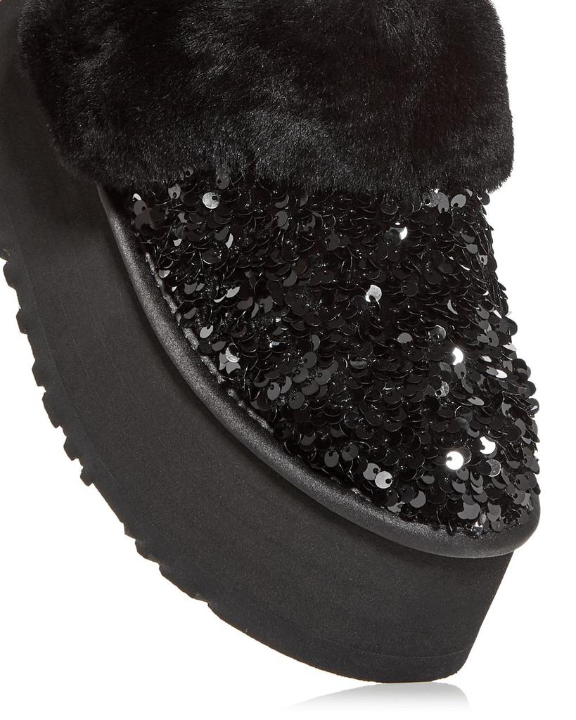 Women's Funkette Chunky Sequin & Shearling Slingback Platform Slippers商品第6张图片规格展示
