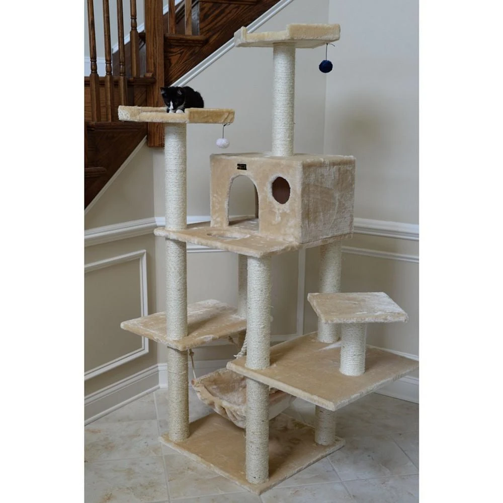 72" Real Wood Cat Tree With Spacious Condo, Scratching Post 商品