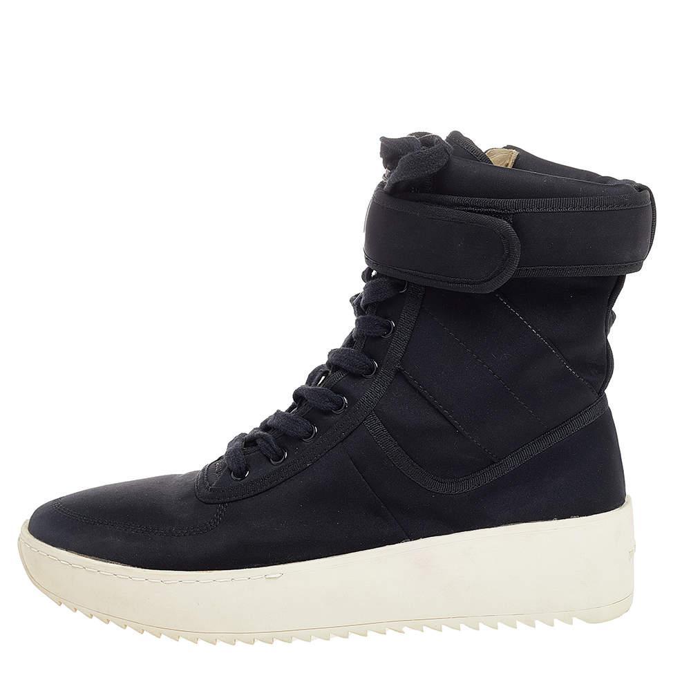 商品[二手商品] Fear of god|Fear Of God Black Neoprene Military High Top Sneakers Size 43,价格¥3909,第4张图片详细描述