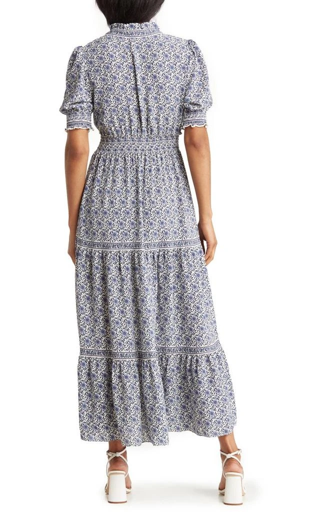 商品Max Studio|V-Neck Short Puff Sleeve Floral Print Tiered Dress,价格¥300,第2张图片详细描述
