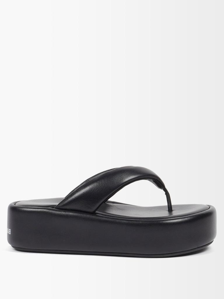 商品Balenciaga|Rise padded-leather flatform flip flops,价格¥4161,第1张图片