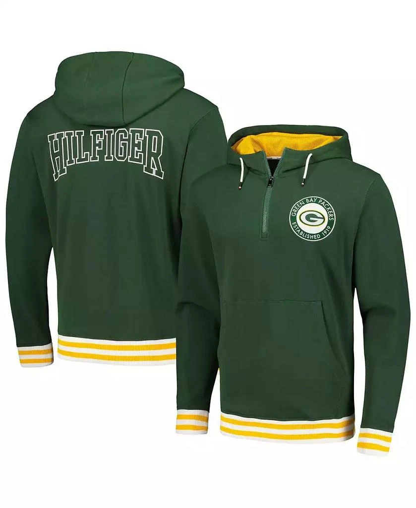 商品Tommy Hilfiger|Men's Green Green Bay Packers Aaron Quarter-Zip Hoodie,价格¥741,第1张图片