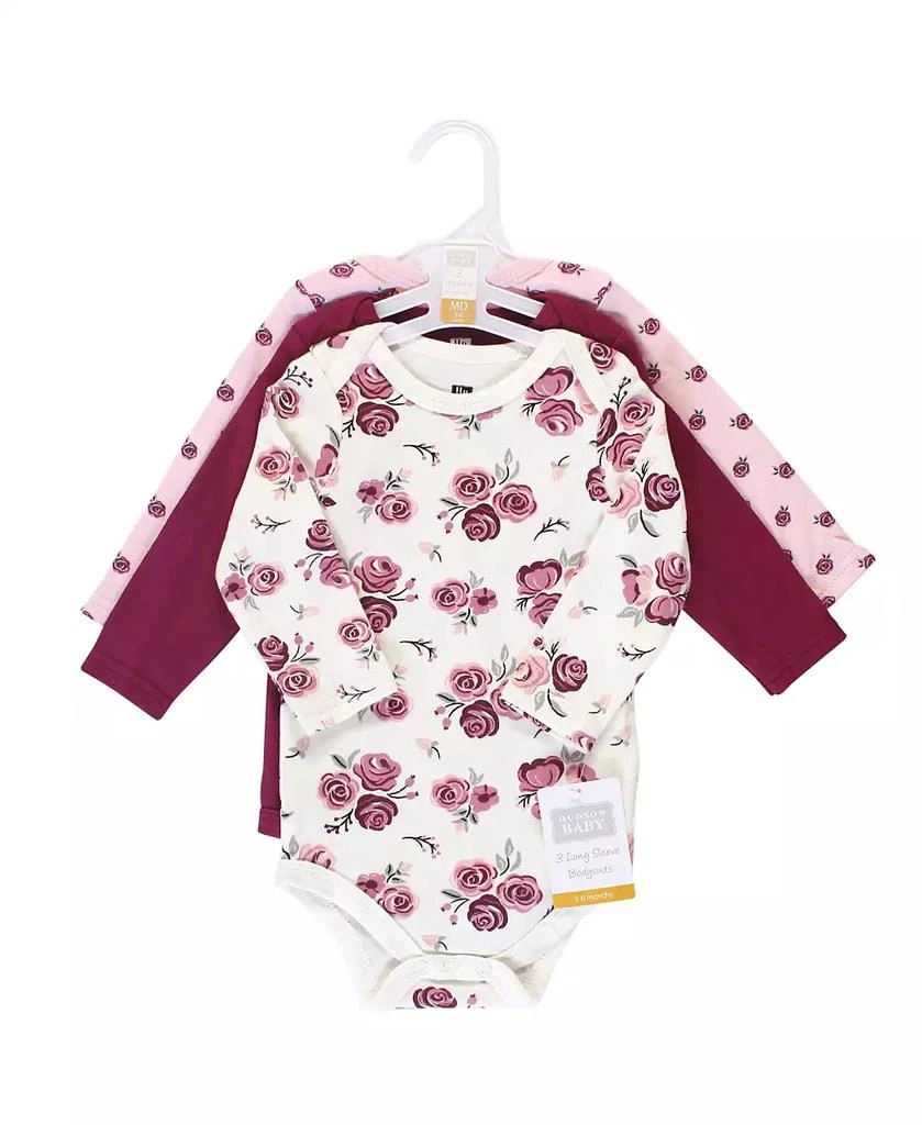 商品Hudson|Baby Girls Cotton Long-Sleeve Bodysuits 3pk, Rose,价格¥149,第2张图片详细描述
