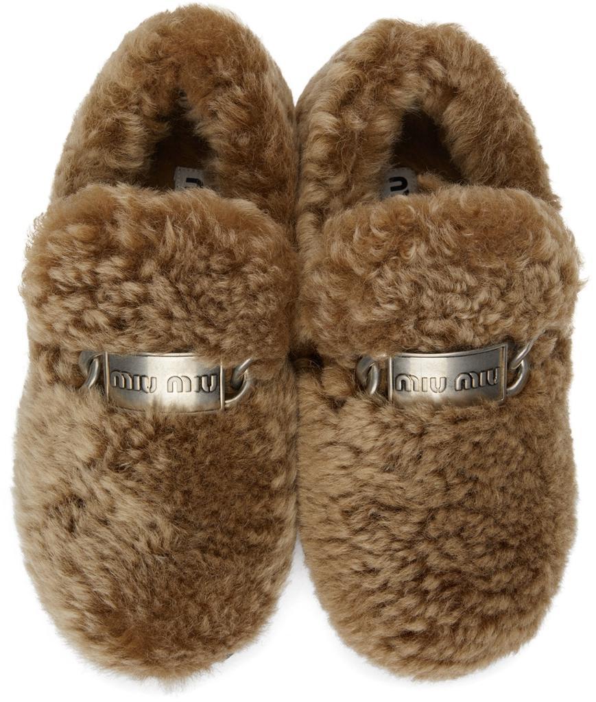 商品Miu Miu|Brown Montone Winter Sherpa Slippers,价格¥6801,第7张图片详细描述