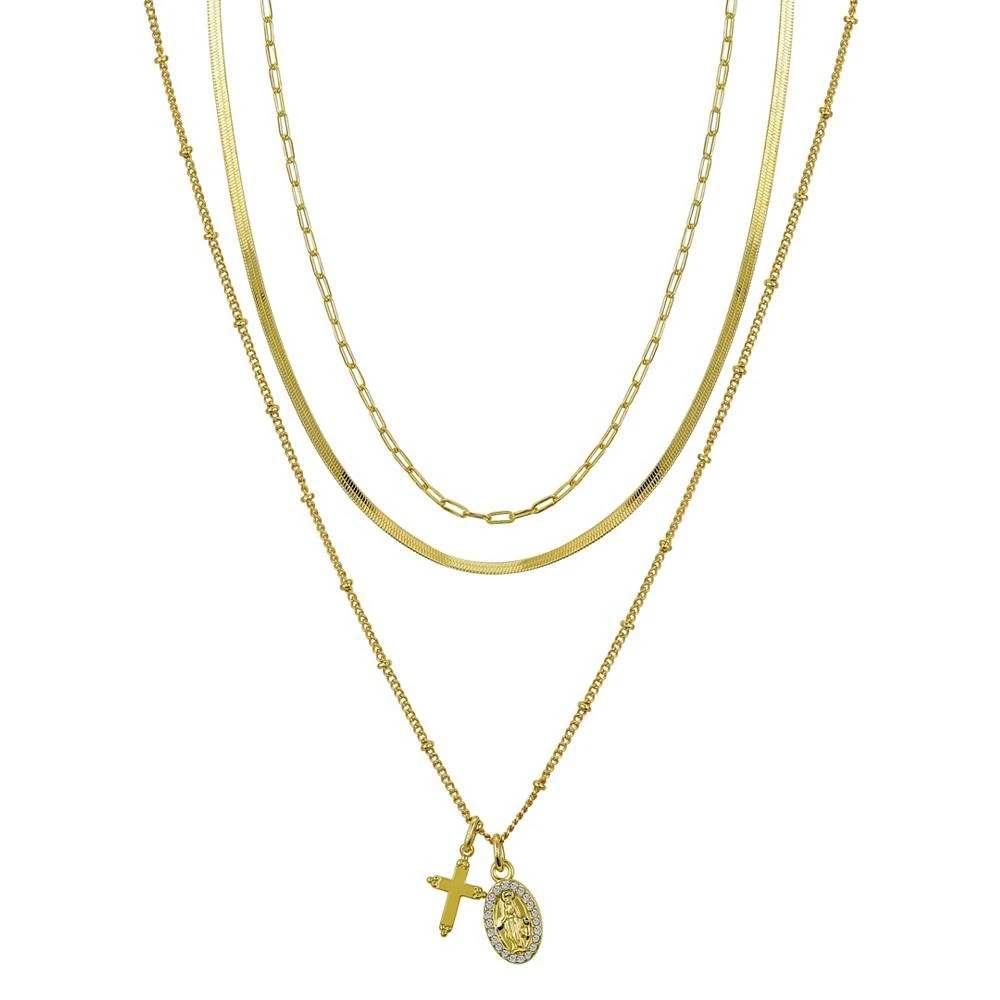 商品Unwritten|14K Gold Flash-Plated Crystal Virgin Mary and Cross Charms, Chain Necklace Set,价格¥150,第1张图片