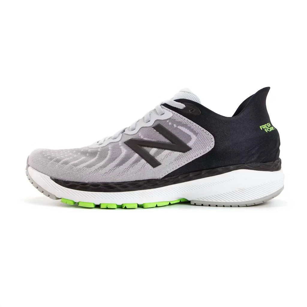 商品New Balance|Men's Fresh Foam 860V11 Running Shoes - D/medium Width In Light Aluminum/black/energy Lime,价格¥389,第2张图片详细描述