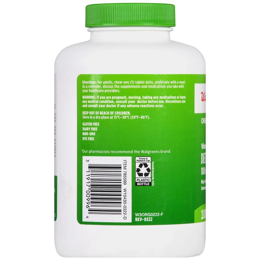 商品Walgreens|Vitamin C 1000 mg Chewable Tablets Orange,价格¥104,第4张图片详细描述