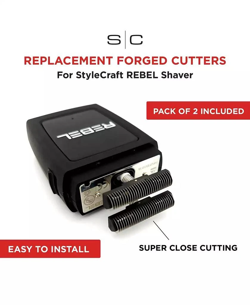 商品StyleCraft Professional|Replacement Rebel Shaver Stainless-Steel Cutter Blades Set, 2 Piece,价格¥127,第4张图片详细描述