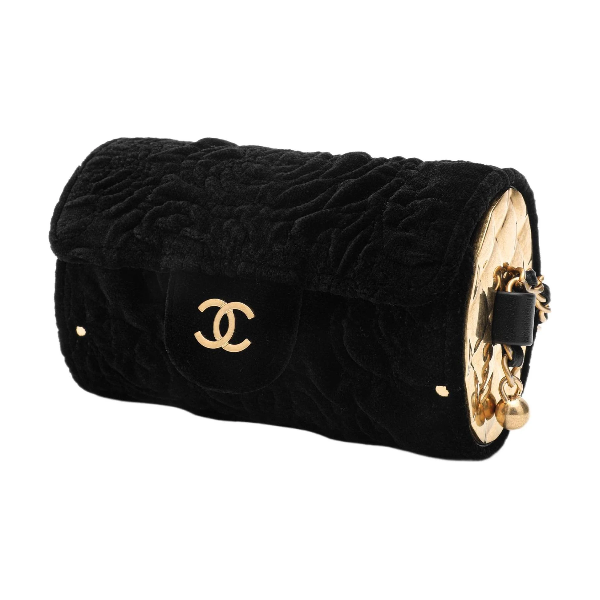 商品[国内直发] Chanel|香奈儿 金属珠宝链条 丝绒 卡套金币包钱包口盖包卡包 女款 黑色,价格¥24934,第3张图片详细描述