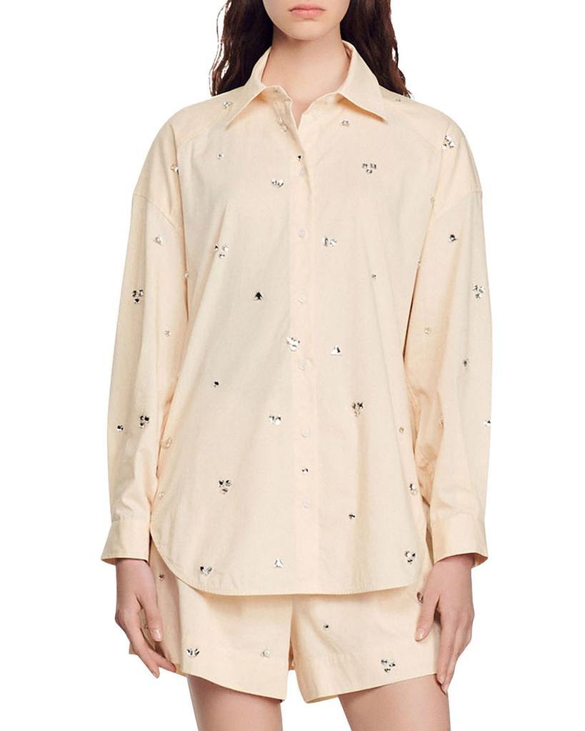 商品Sandro|Malaga Rhinestone Embellished Shirt,价格¥1574,第1张图片