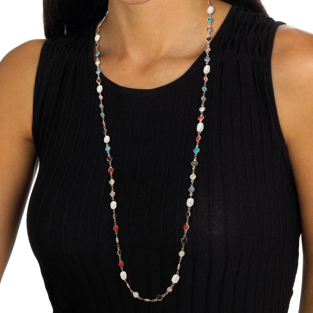商品Palm Beach Jewelry|Colorful Crystal and Pearl Yellow Gold Ion-Plated Long Necklace, 40 Inches,价格¥391,第3张图片详细描述