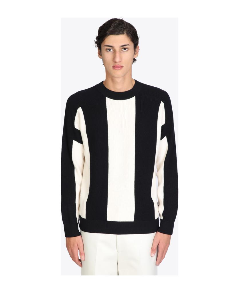 商品Emporio Armani|Pullover Navy blue and off-white swool striped sweater.,价格¥1754,第1张图片