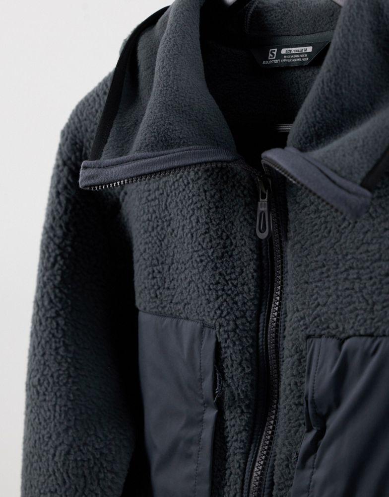 商品Salomon|Salomon Snowshelter Ted zip through hoodie in grey,价格¥606,第5张图片详细描述