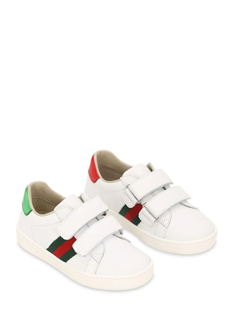 商品Gucci|Ace Leather Strap Sneaker W/ Web,价格¥3365,第1张图片