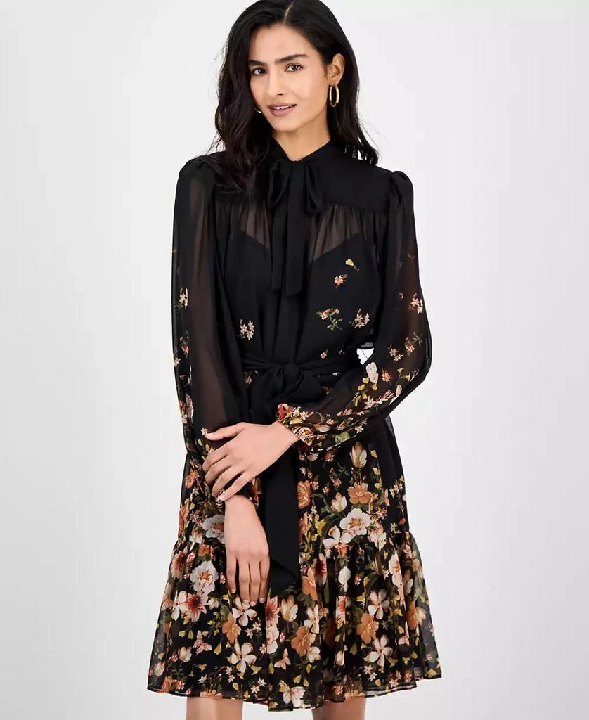 商品Tahari|Women's Tie-Neck Belted Long-Sleeve Dress,价格¥582,第2张图片详细描述