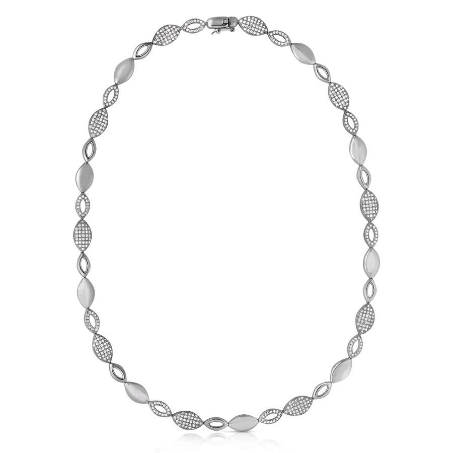 商品Megan Walford|CZ SS White Gold Plated Micro Pave Oval Shape Necklace,价格¥1823,第1张图片