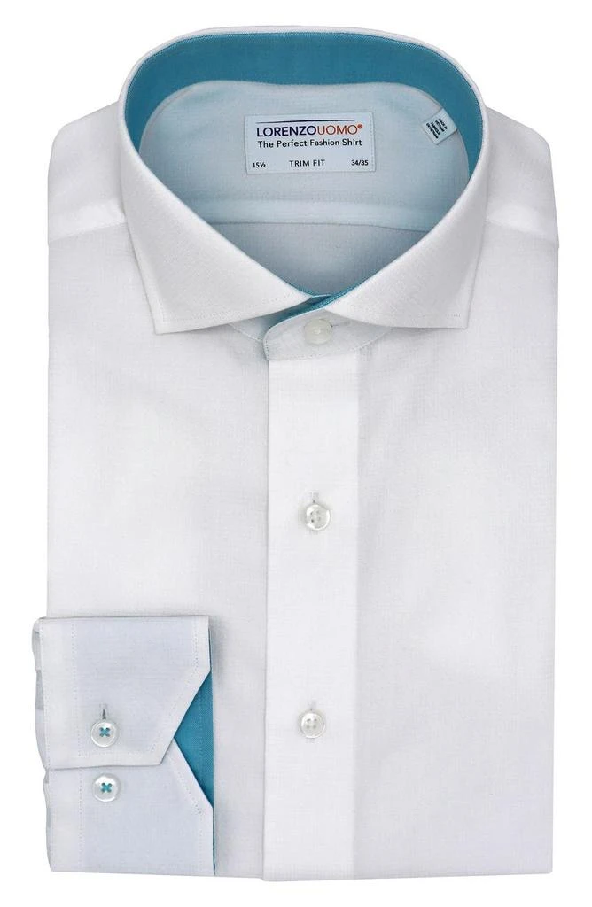 商品Lorenzo Uomo|Trim Fit Solid Textured Cotton Dress Shirt,价格¥378,第1张图片