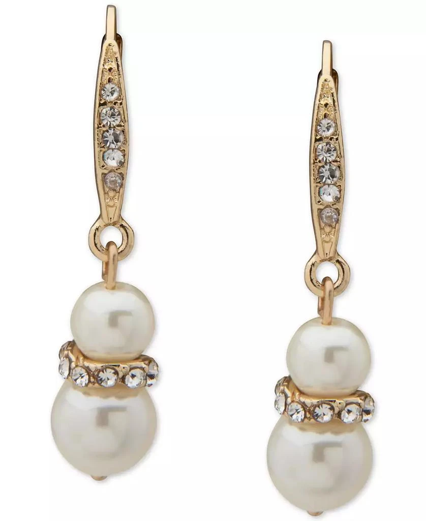 商品Anne Klein|Gold-Tone Pavé & Imitation Pearl Snowman Drop Earrings,价格¥113,第1张图片