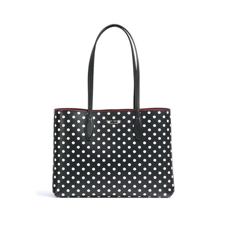 商品[国内直发] Kate Spade|Kate Spade 女士专柜款ALL DAY系列黑色波点小牛皮手提单肩包托特包子母包,价格¥1255,第1张图片