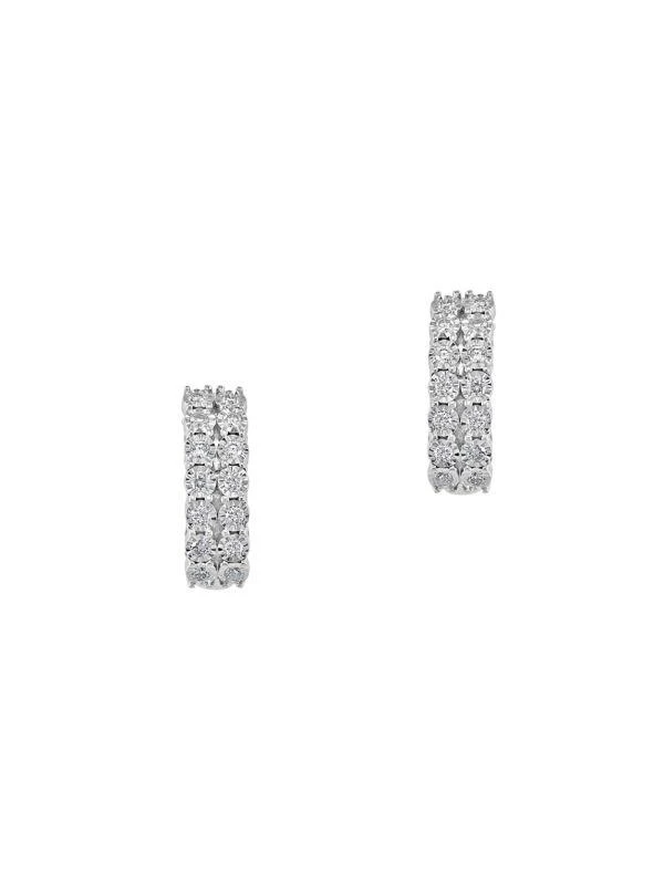 商品Effy ENY|Sterling Silver & 0.47 TCW Diamond Huggie Earrings,价格¥1863,第2张图片详细描述