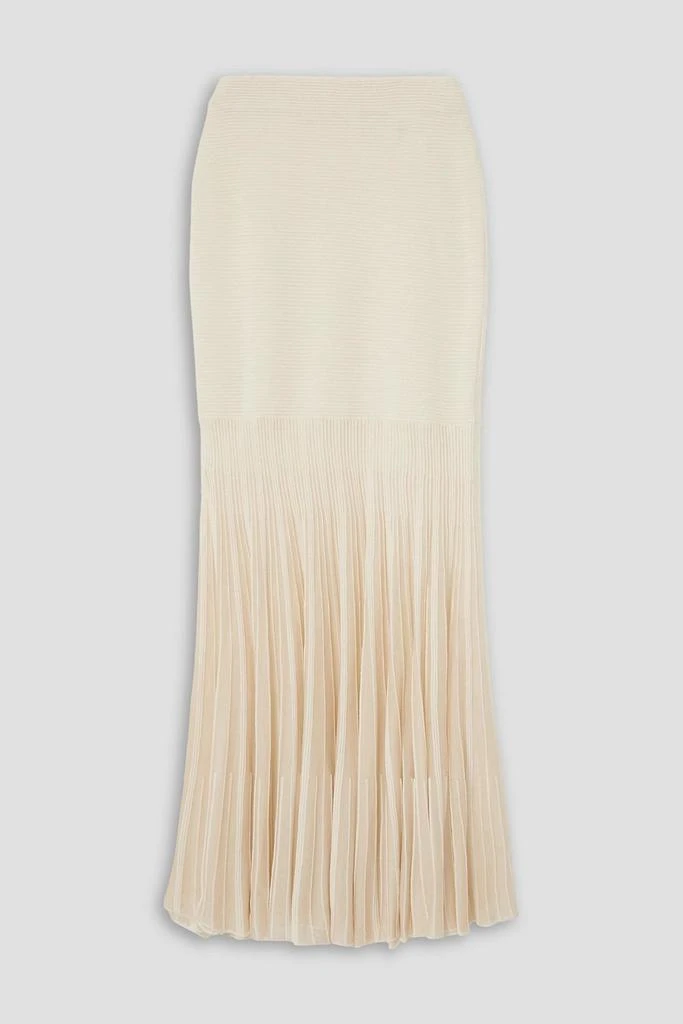 CHLOÉ Pleated ribbed wool and silk-blend maxi skirt 1