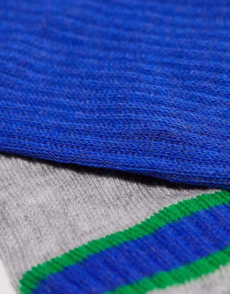 商品ASOS|ASOS DESIGN 2 pack sports socks with ankle stripe in blue and white,价格¥57,第3张图片详细描述