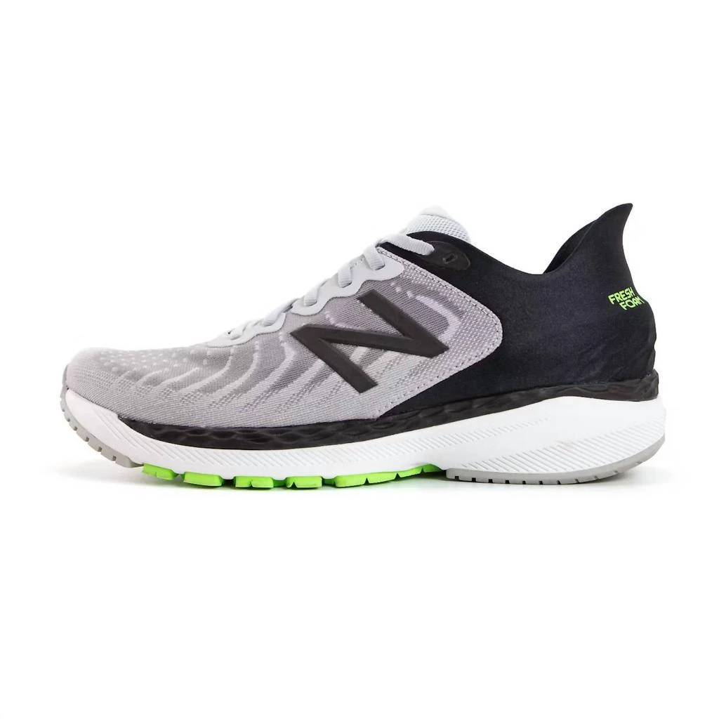 商品New Balance|Men's Fresh Foam 860V11 Running Shoes - D/medium Width In Light Aluminum/black/energy Lime,价格¥804,第2张图片详细描述