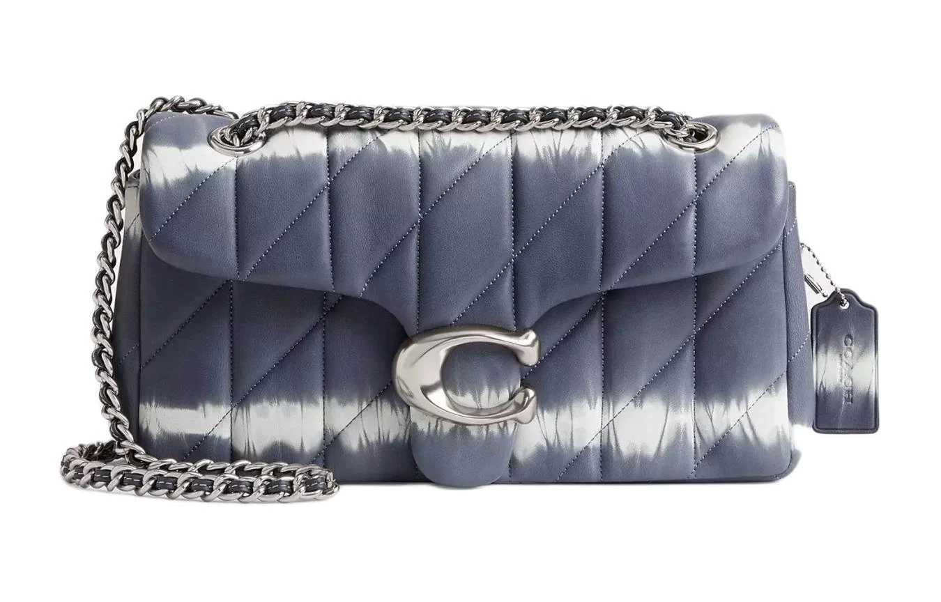 商品[国内直发] Coach|蔻驰 Tabby 26 绗缝扎染 纳帕皮革 单肩斜挎包 中号 女款 银色拼午夜海军蓝多色,价格¥3230,第1张图片