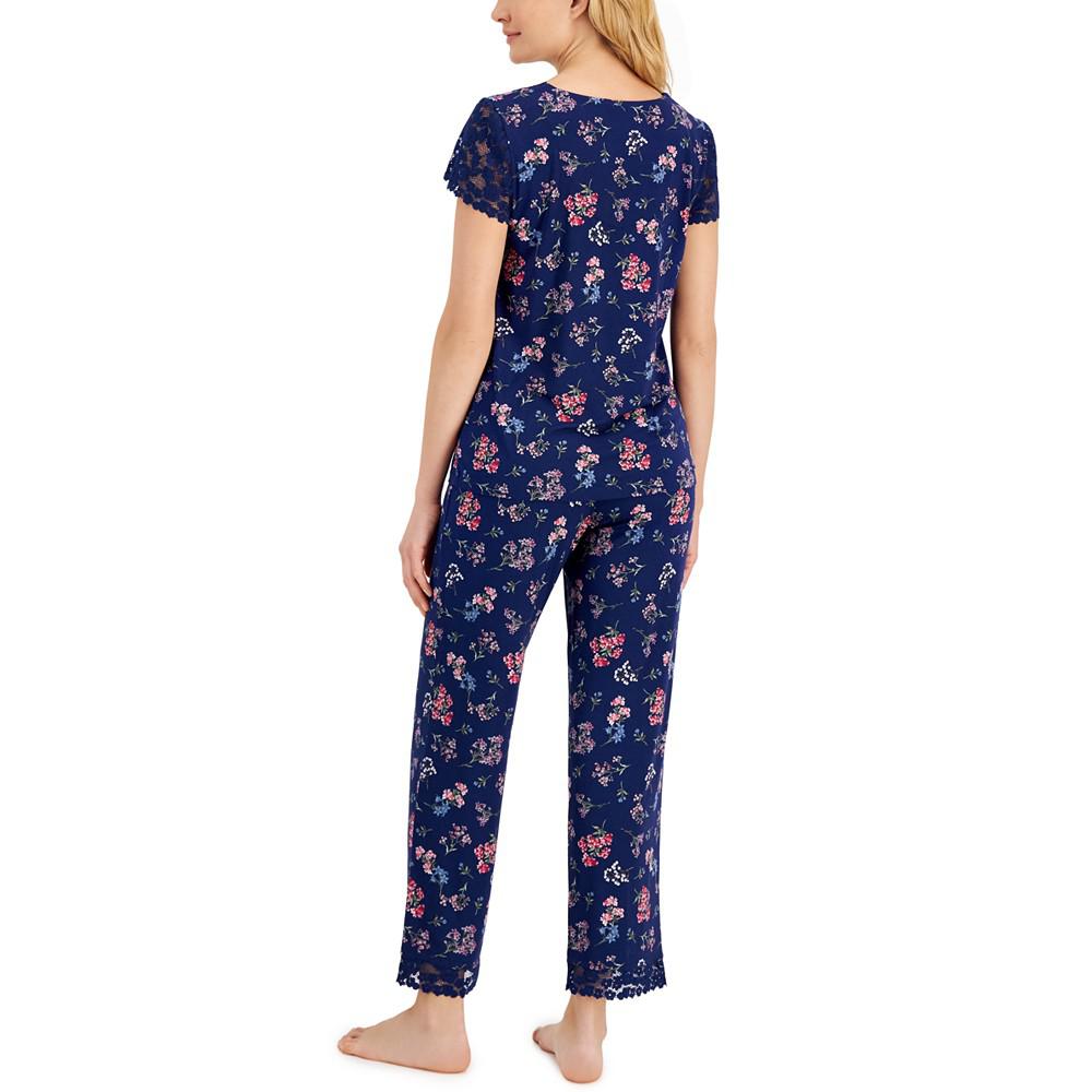 Women's Printed Lace-Trim 2-Pc. Pajama Set, Created for Macy's商品第2张图片规格展示