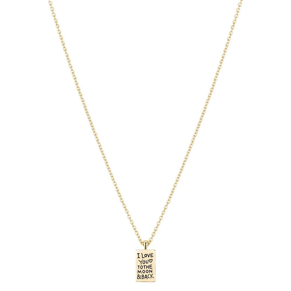 商品Unwritten|14K Gold Flash-Plated Brass Mickey Mouse "I Love You To The Moon and Back" Pendant Necklace with Extender,价格¥300,第2张图片详细描述