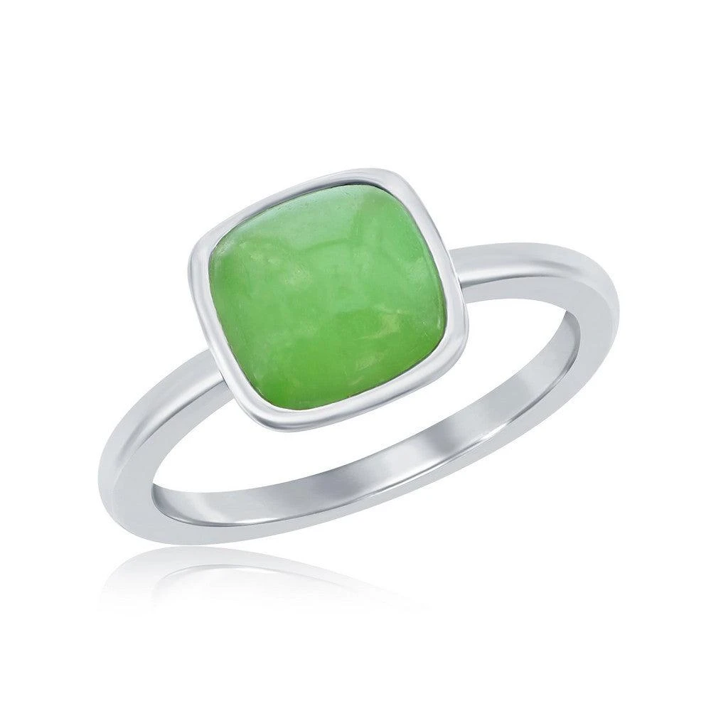 商品Simona|Sterling Silver 8mm Cushion Jade Ring,价格¥406,第1张图片