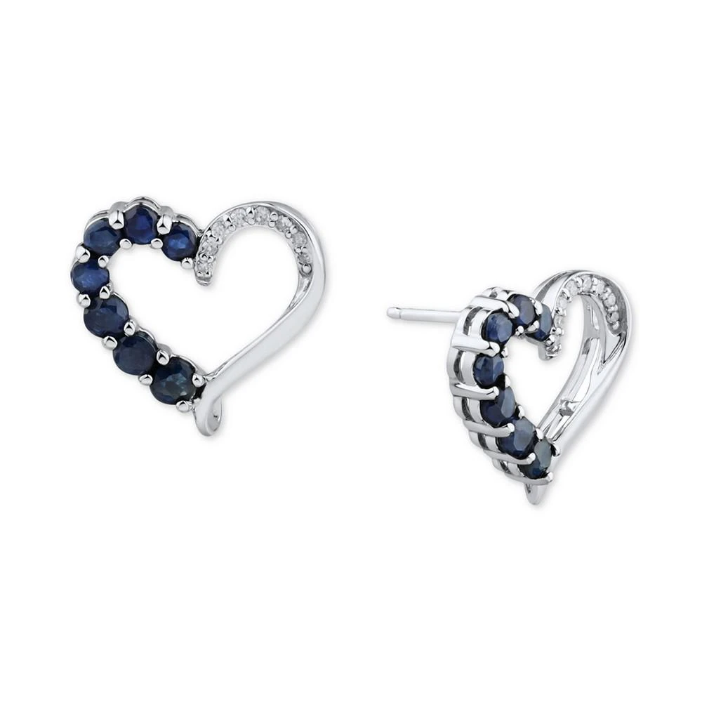 商品Macy's|Sapphire (3/4 ct. t.w.) & Diamond (1/20 ct. t.w.) Heart Stud Earrings in 14k Gold (Also in Emerald & Ruby),价格¥4595,第3张图片详细描述