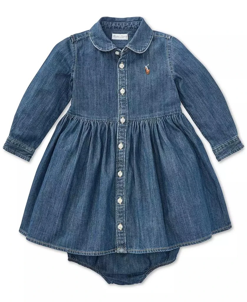 商品Ralph Lauren|女婴单宁纯棉连衣裙&底裤,价格¥439,第1张图片