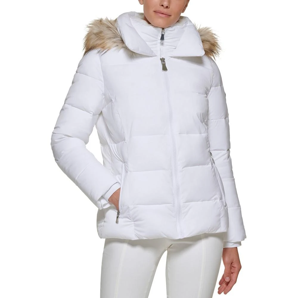 商品Calvin Klein|Women's Faux-Fur-Trim Hooded Puffer Coat,价格¥1130,第1张图片